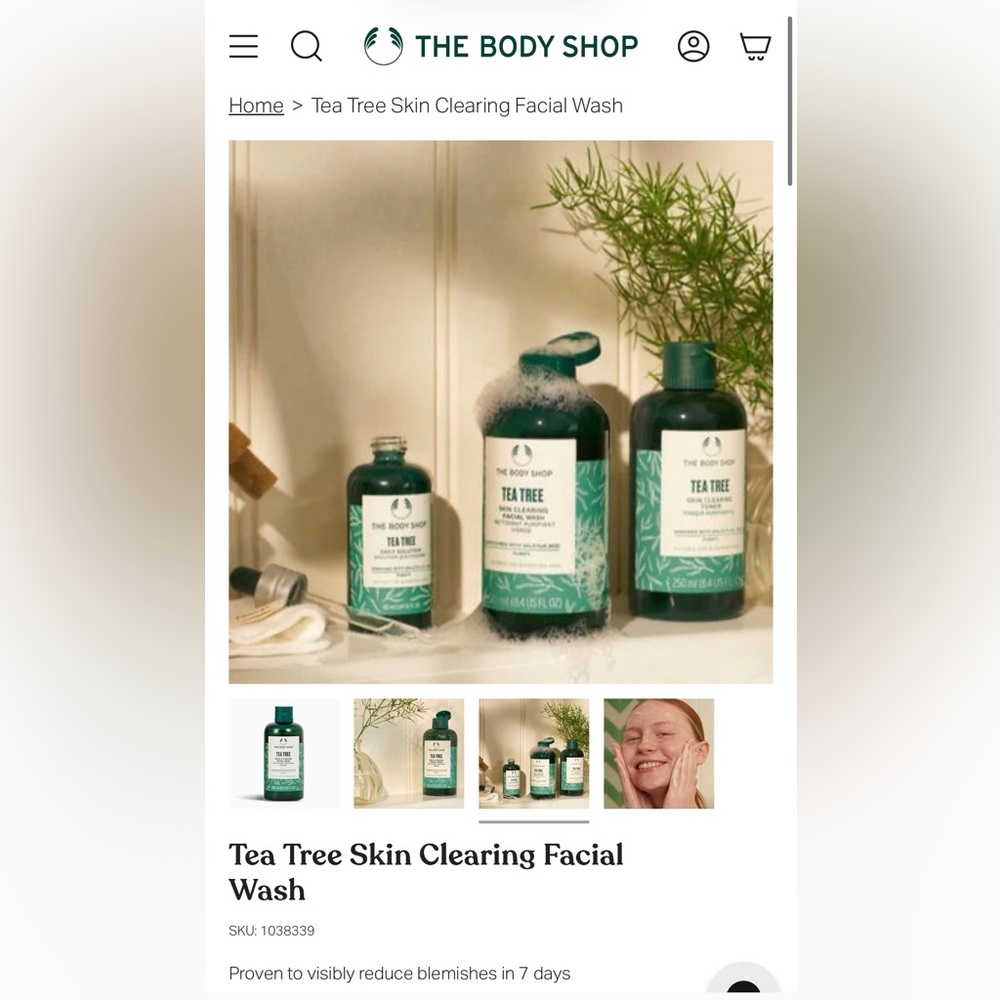 The Body Shop Tea Tree Skin Clearing Facial Wash - 400mL Bottle Brand New Unused